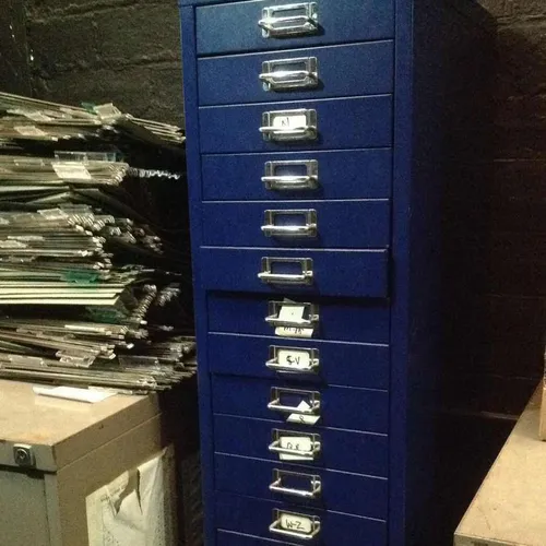 Blue Metal Bisley 15 Drawer Filing Cabinet Modern