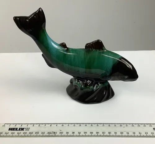 Green glazed Blue Fish Ornament