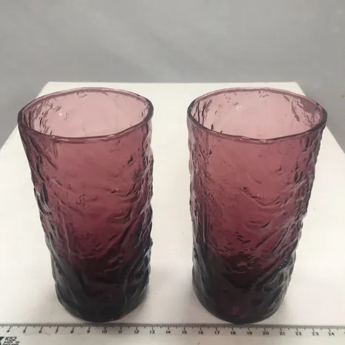 Pair mottled glass purple highball