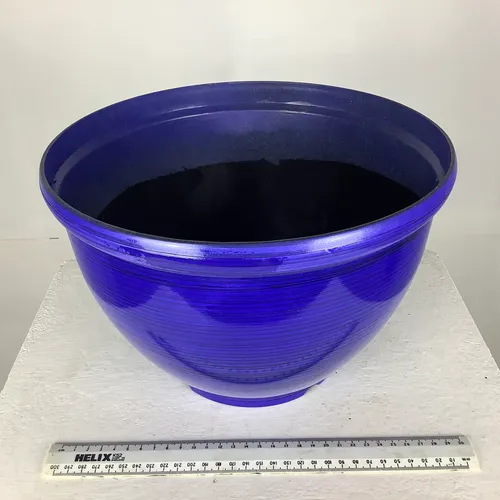 Blue plastic plant pot