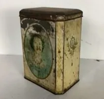 Worn Tin with Queen Elizabeth and Prince Phillip Portraits
