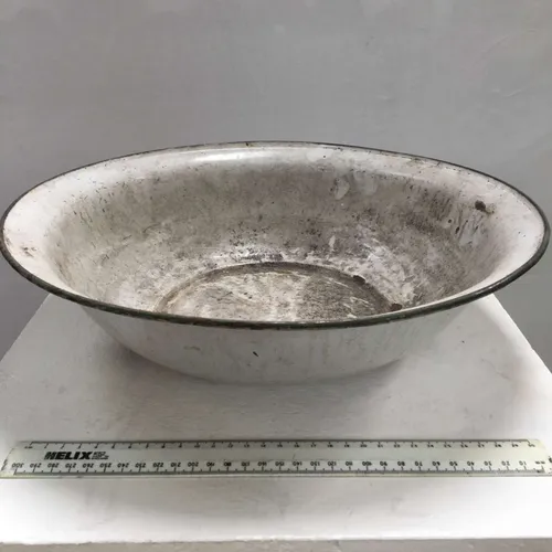 Period Aged White Enamel Large Bowl Basin