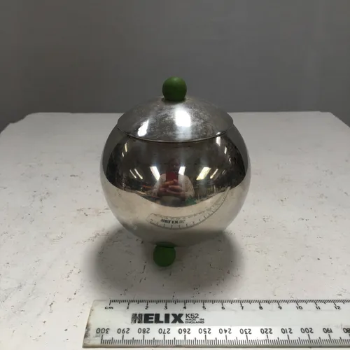 Stainless Steel Sugar Bowl with Green Plastic Feet