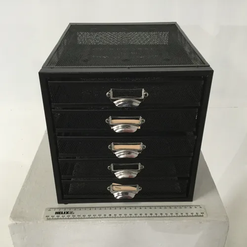 Black Metal Mesh 5 Drawer Desktop Filer