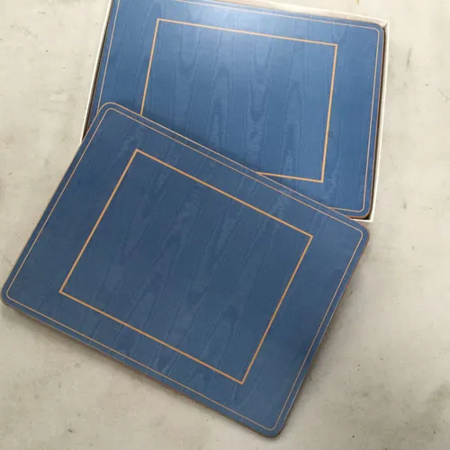 Set of six blue placemats