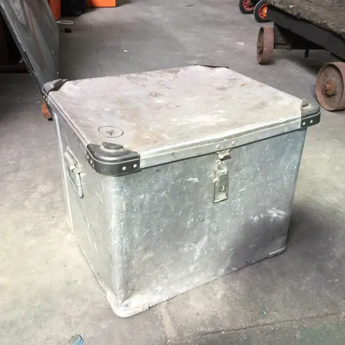 Silver Metal Box with Hinged Lid