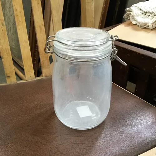 Glass Storage Jar with Hinged Lid