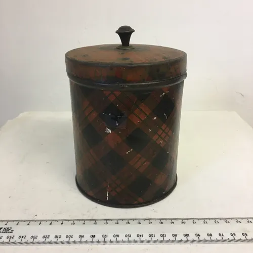 Period Circular Metal Tartan Tin