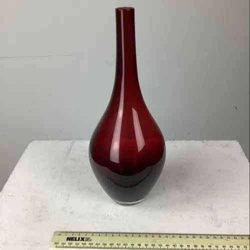 Red Pear Shaped Glass Vase