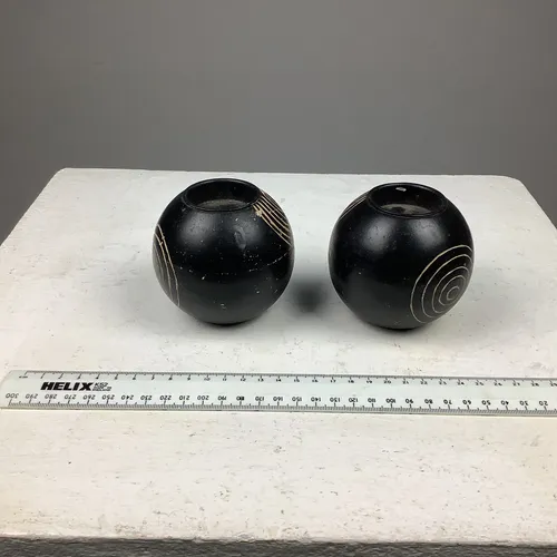 Round Black Tealight Candle Holders with carved Circle design