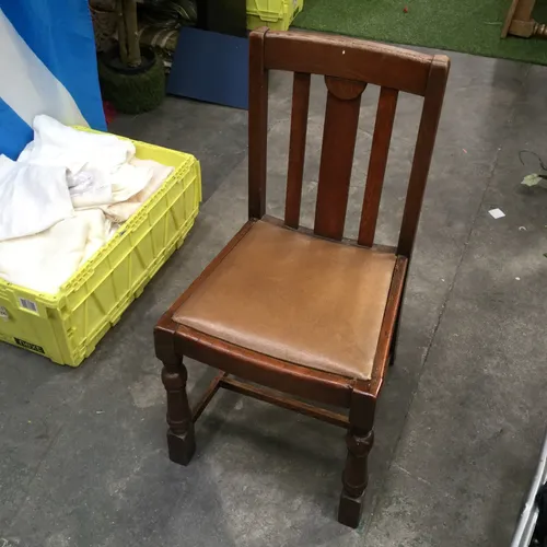 Wood Queen Anne Dining Chair with Light Brown Seat