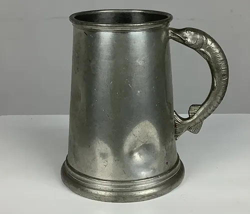 Pewter Tankard with Fish Handle