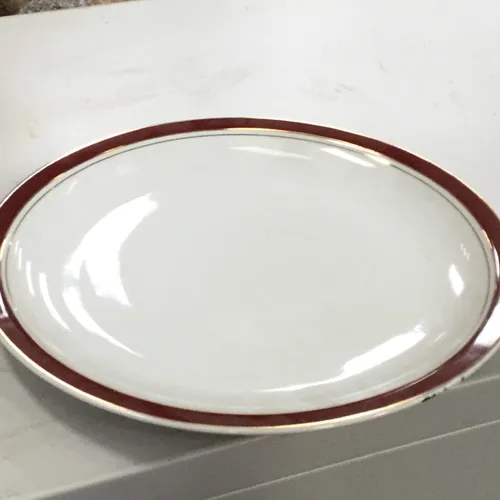 White with Brown Rim Royal Porcelain Dinner Plate