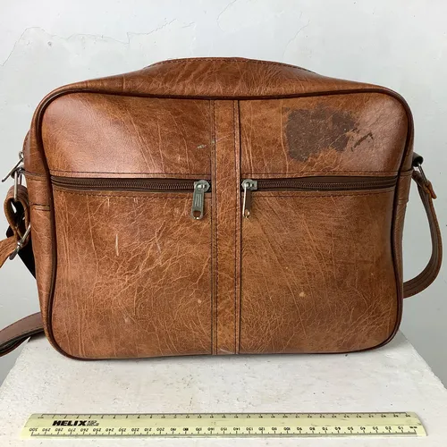 Brown Leather Bag with Zip Detail