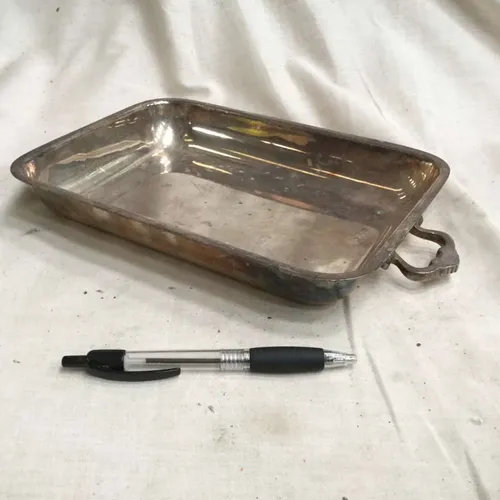 Silver Metal Platter / Serving Dish with Handles