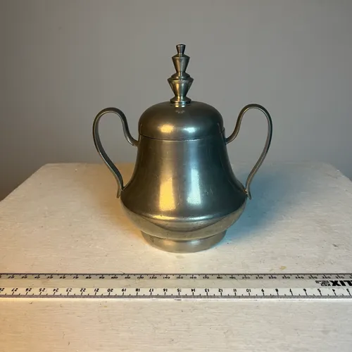 Pewter sugar bowl with lid