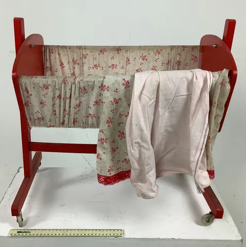 Red Wooden Rocking Cot / Crib