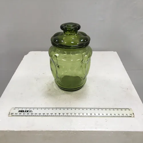 Green Glass Jar with Lid