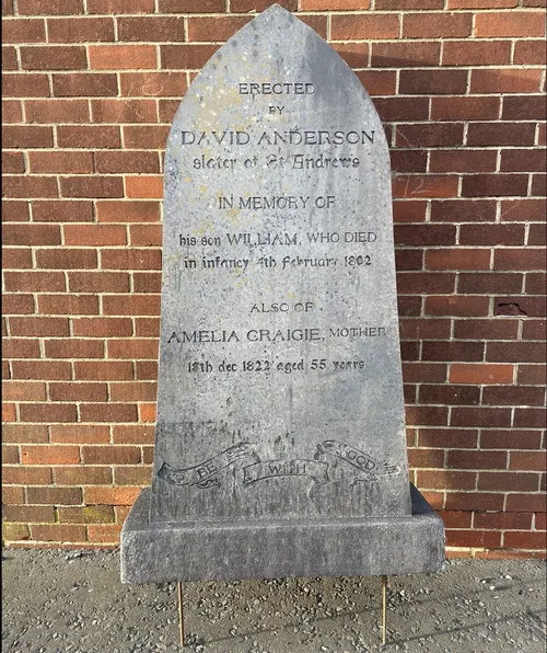 Fake gravestone, large, David Anderson H163cm W93cm D35cm