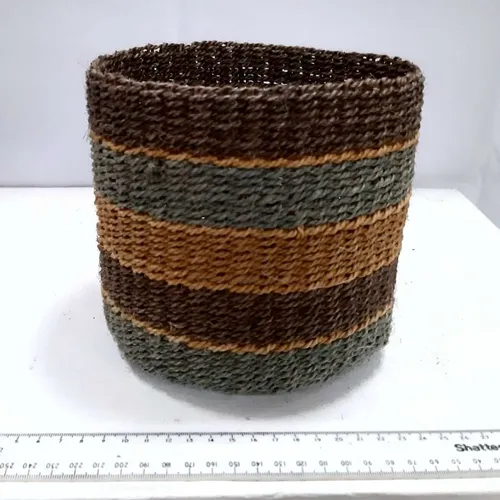 Tall woven coloured basket