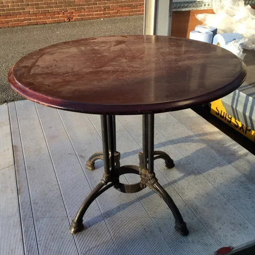 Period Round Wood Top with Cast Iron Legs Pub / Bistro Table