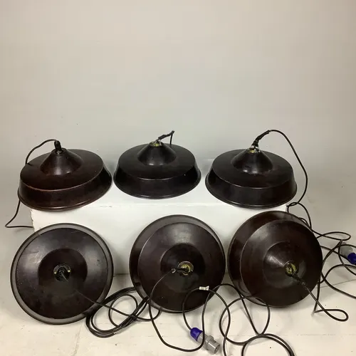 Brown metal coolie light shades