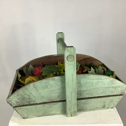 light green wood garden basket