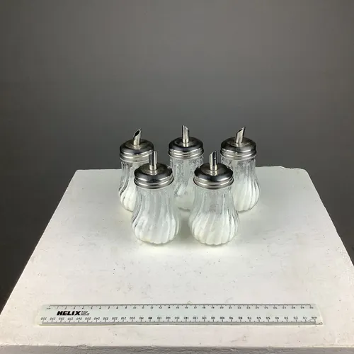 Twisted Glass with Metal Lid Sugar Pourer