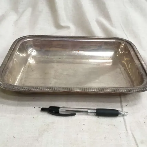 Silver Metal Platter / Serving Dish with Edge Detail
