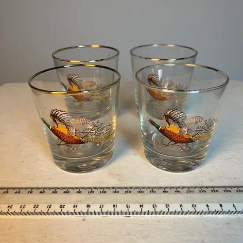 Pheasant shot glasses with gold rim