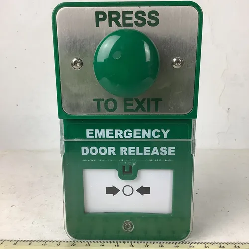 Green and Silver Emergency Exit Button