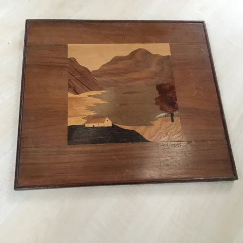 Wooden Marquetry Picture Cottage Landscape 2