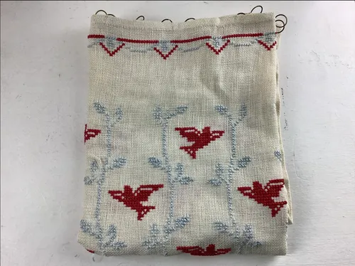Red bird embroidered fabric 