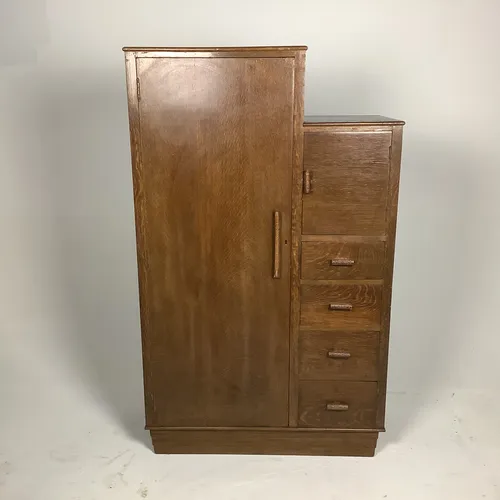Period Brown Wood Wardrobe and Drawers 