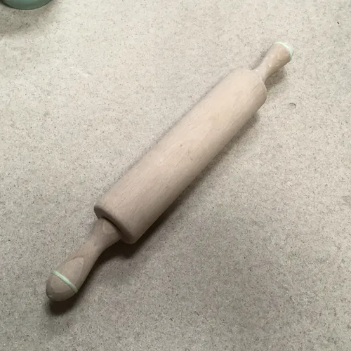 Wood Rolling Pin with Blue Line on Handles