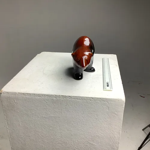 Glazed Brown Ceramic Bear Ornament 