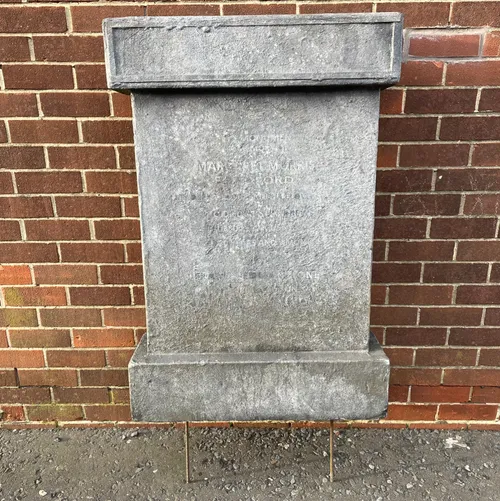 Fake Gravestone , rectangular faded Margaret Morris H118cm W80cm D25.5cm