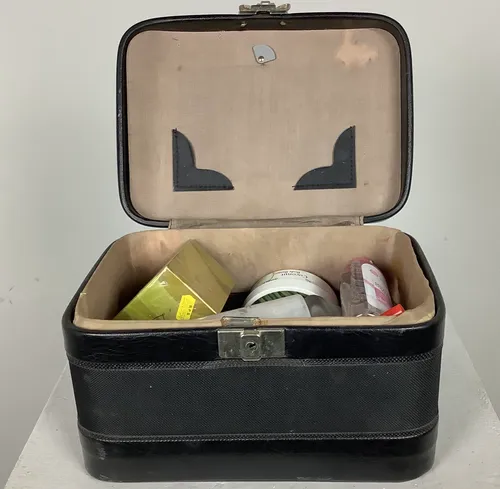 Black Leather Make Up Travel Case