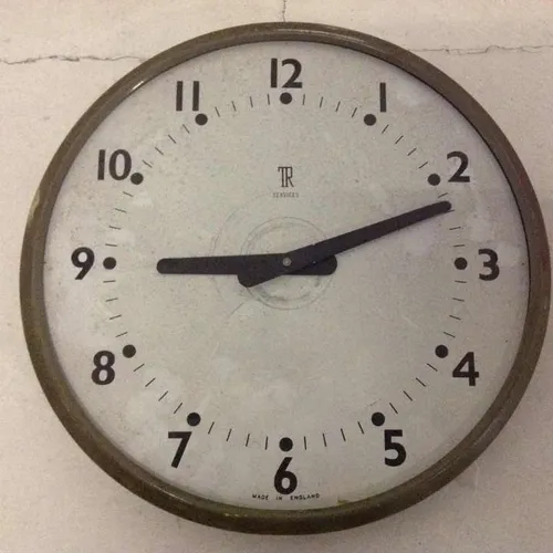 TR Services analogue cream face wall clock with gold metal rim