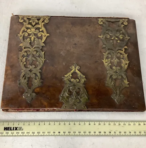 Period Brown Leather With Brass Detail Book / Ledger