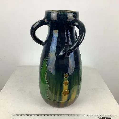 Three handled Blue/Green/Yellow Glazed Vase 