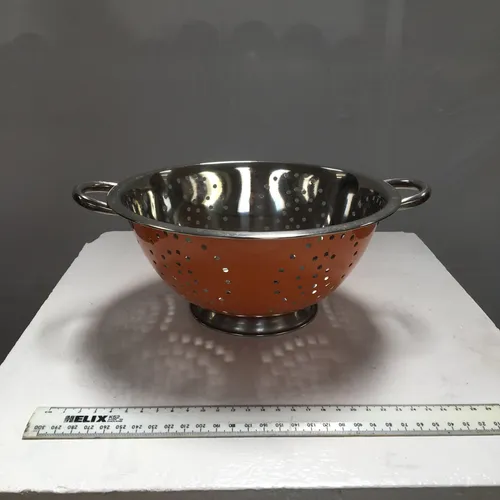 Orange and Silver Metal Colander
