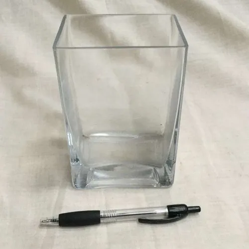 Short rectangular glass vase