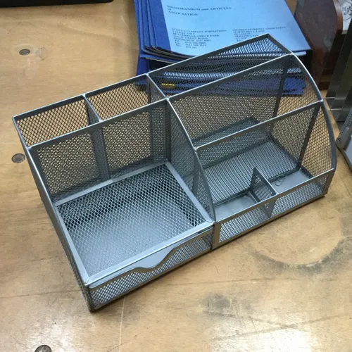 Silver mesh desk tidy
