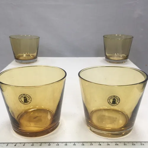Set of 4 handmade yellow glass tumbler