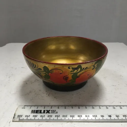 Gold Painted Bowl with Leaf and Orange Decoration