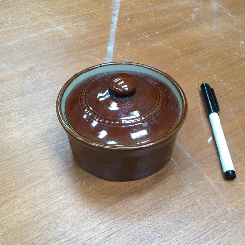Small Brown Glazed Casserole Hotpot Dish with Lid