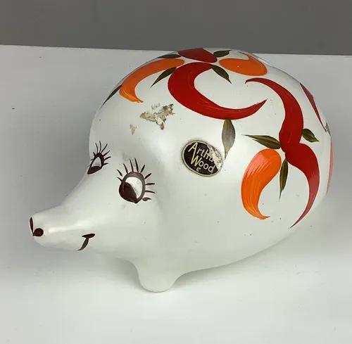 White Red Orange Ceramic Piggy Bank