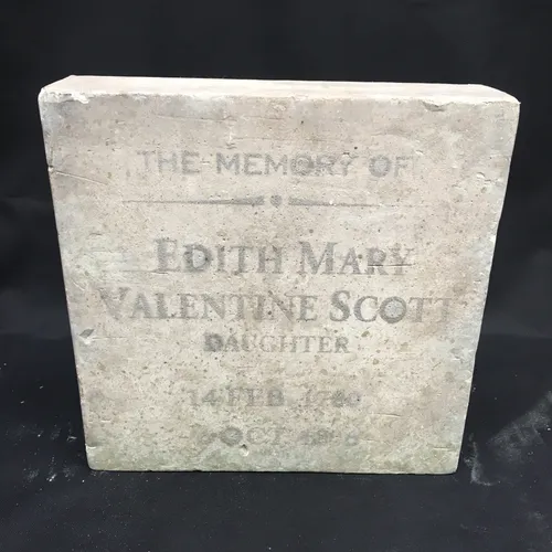 White Prop Square Gravestone Edith Mary H35.5cm W35.5cm