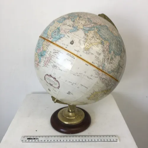 Globe On Wood Base with Gold Trim